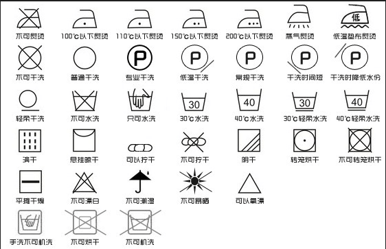 洗涤标志大全图案